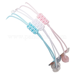 女性用調節可能な天然宝石編みブレスレットセット3個  内径：4インチ（10cm）&nbsp;BJEW-JB10999