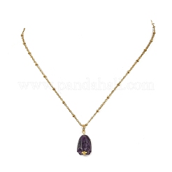 Collier avec pendentif fleur en pierre naturelle mélangée et chaîne en acier inoxydable 304&nbsp;NJEW-JN06440