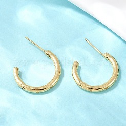 Серьги-гвоздики из латуни в форме буквы С с прозрачным кубическим цирконием&nbsp;EJEW-A156-10B-G