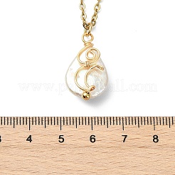 Collana da donna con ciondolo a goccia di luna in perla keshi barocca naturale e catena satellite in acciaio inossidabile 304.&nbsp;NJEW-JN06175