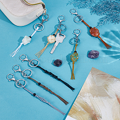 7шт брелок для ключей в виде мешочка из вощеной хлопковой нити в технике макраме HJEW-UN00069