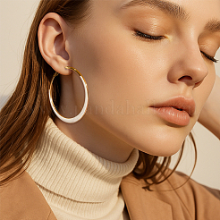 4 пара двухцветных серег-колец с эмалевым сплавом&nbsp;EJEW-GO0002-01