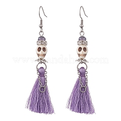 4 par de pendientes colgantes de calavera turquesa sintética de 4 colores&nbsp;EJEW-TA00235