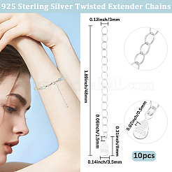10 шт. 925 конца из стерлингового серебра с удлинительными цепочками и подвесками-капельками&nbsp;STER-BBC0008-98