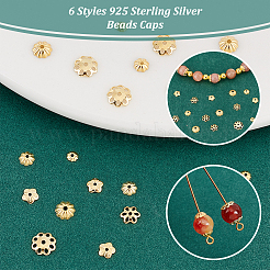 60 шт. 6 стиля 925 колпачка для бусин из стерлингового серебра&nbsp;STER-PH0001-76