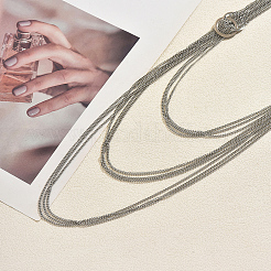 Длинные колье из металлизированной многослойной цепочки с кисточками и двойной застежкой.&nbsp;IV6162-2