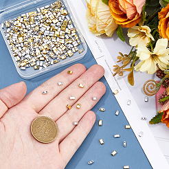 300 шт. 2 стиля 2-х дырочные стеклянные бусины металлического цвета SEED-HS0001-06A