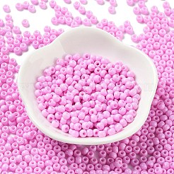 焼付塗装ガラスシードビーズ  ラウンド  パールピンク  4x3mm  穴：1.2mm  約7650個/ポンド&nbsp;SEED-H002-I-A528