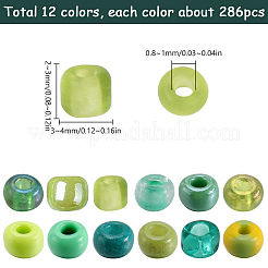 156g 12 Stil Glas Saatperlen&nbsp;SEED-SC0001-32B-08