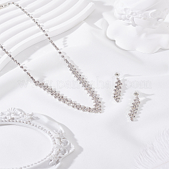 1 комплект железных украшений. Комплект из ожерелья со стразами и сережек-гвоздиков&nbsp;SJEW-LP0001-32S