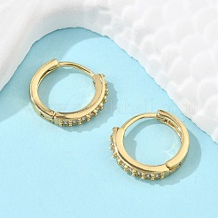 Серьги-кольца Huggie из прозрачного кубического циркония EJEW-L231-41G-01