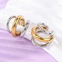 Тройные серьги-манжеты в форме буквы С из нержавеющей стали 304 двухцветные&nbsp;EJEW-A131-04A-GP