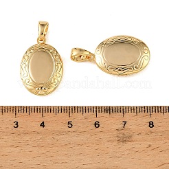 Medaillon-Anhänger aus Messing mit floralem Relief&nbsp;KK-CBA7157-04G