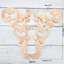 Artisanat d'applique onlay sculpté en bois massif naturel&nbsp;WOOD-FH0001-23