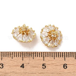 真鍮製マイクロパヴェキュービックジルコニアペンダントベイル  カドミウムフリー＆ニッケルフリー＆鉛フリー  花  18KGP本金メッキ  9x11mm  穴：1mm&nbsp;KK-E098-02G