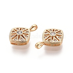 Ромбовидные латунные подвески из прозрачного кубического циркония с микропаве&nbsp;KK-G436-16G