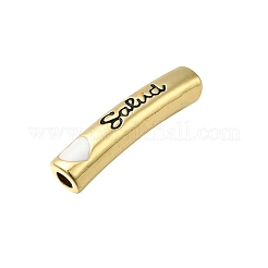 День матери латунная эмаль сердце слово мама изогнутые трубчатые бусины KK-C090-51G-01