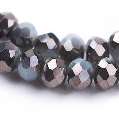 Perlas de rondelle facetado de vidrio electrochapa hebras&nbsp;EGLA-D020-3x2mm-04