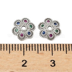 Латунные колпачки для бусин с микропаве и разноцветными фианитами&nbsp;KK-V015-30P