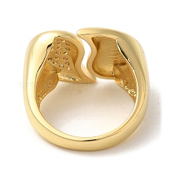 Открытые манжеты из латуни с микропаве и прозрачным цирконием для женщин RJEW-U008-03D-G