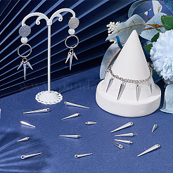 120本4スタイルアロイペンダント  コーンチャーム  アンティークシルバー＆プラチナ  16~34x3~4.5mm  穴：1~2mm  30個/スタイル&nbsp;FIND-SC0023-58