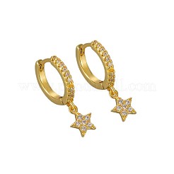 Orecchini pendenti a cerchio in ottone con micro pavé di zirconi cubici trasparenti&nbsp;WG552CE-01