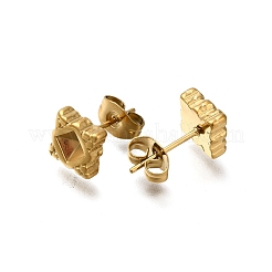 Женские серьги-гвоздики в форме ромба из нержавеющей стали 304 с ионным покрытием (IP)&nbsp;EJEW-M028-06G