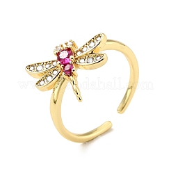 Открытое кольцо-манжета со стрекозой из кубического циркония RJEW-E046-21G