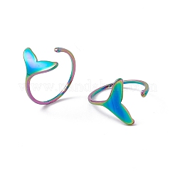 Ионное покрытие (ip) 201 нержавеющая сталь форма китового хвоста открытое кольцо-манжета для женщин&nbsp;RJEW-C045-09M