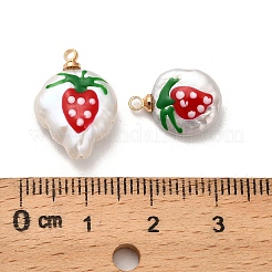 Подвески из натурального пресноводного жемчуга Кеши с красной эмалью PEAR-A007-01G