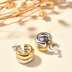 Двухцветные серьги-гвоздики из нержавеющей стали 304&nbsp;EJEW-F355-05GP-05