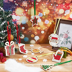 1 пакетик наборов для вышивки крестом по дереву на рождественскую тематику&nbsp;WOOD-SC0002-24
