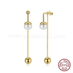 925 серебряная круглая серьга-гвоздик с кисточками EJEW-D326-03G