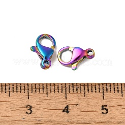 イオンプレーティング（IP）304ステンレススチールカニカン  オウムトリガークラスプ  虹色  13x8x4mm  穴：1.5mm&nbsp;STAS-AB13-M