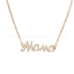 Word mama латунный микропаве прозрачный кубический цирконий подвеска кабель цепочка ожерелья для женщин NJEW-TA00193