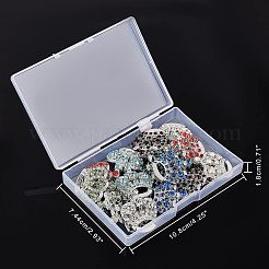 ラインストーンチャーム  合金パーツ  クラウン  ミックスカラー  31x29x10mm  穴：3mm  8色  2個/カラー  16個/箱&nbsp;RB-NB0001-16P