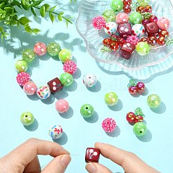 45 kit de 9 styles de perles rondes en plastique et de perles acryliques&nbsp;MACR-CJ0002-45