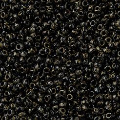 MIYUKIラウンドロカイユビーズ  日本製シードビーズ  （rr4511)黒ピカソ  15/0  1.5mm  穴：0.7mm  約5555PCS /ボトル  10 G /ボトル&nbsp;SEED-JP0010-RR4511