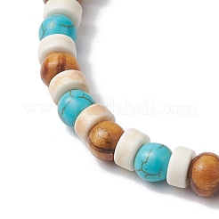 Синтетическая бирюза и круглые деревянные бусины BJEW-JM11833-01