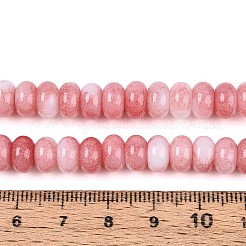 ガラスビーズ連売り  天然石風  ロンデル  染め  ライトコーラル  8~8.5x4.5~5mm  穴：1~1.2mm  約155~159個/連  30.12~31.30インチ（76.5~79.5cm）&nbsp;X-GLAA-N059-5x8mm-40