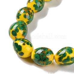 手作りランプワークビーズ連売り  恐竜の卵  オリーブ  16.5x13.5mm  穴：1.4mm&nbsp;X1-LAMP-Q036-08B