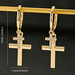 Серьги-кольца из латуни с прозрачным кубическим цирконием YT3071