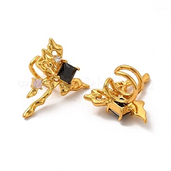 Серьги-каффы из латуни с микропаве из кубического циркония EJEW-P221-05G