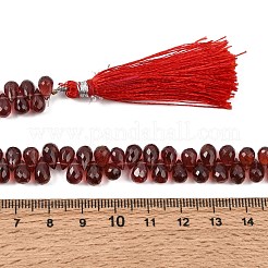 天然石ガーネットビーズ連売り  ティアドロップ  多面カット  トップ掘削  タッセル付き  5mm  穴：0.5mm  約60個/連  11.81''（30センチメートル）&nbsp;GG-NH0010-B01-01