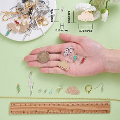 DIY照明ボルトドロップイヤリング作成キット.  真鍮、201ステンレス鋼、合金リンクコネクターとペンダントを含む  真鍮フープと304ステンレススチールスタッドピアス金具  アイアン製ピアスフック  ミックスカラー&nbsp;DIY-SZ0009-46