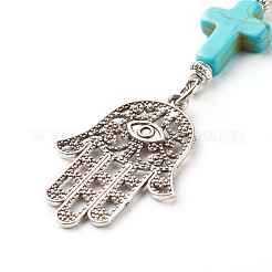 Брелок из синтетических бусин говлита и синтетических бирюзовых бусин&nbsp;KEYC-JKC00267-04