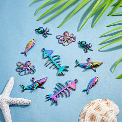 20шт 5 стиля подвески из сплава цвета радуги PALLOY-PH0002-04