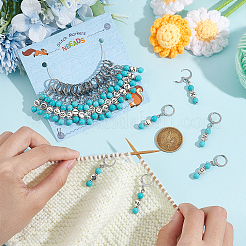 Подвесные маркеры для петель из синтетического бирюзового сплава с буквами a~z HJEW-AB00456