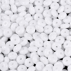 不透明色のガラスシードビーズ  ロンデル  ホワイト  6x3mm  穴：1.2~1.6mm  約2500個/ポンド&nbsp;SEED-Q042-01A-D01