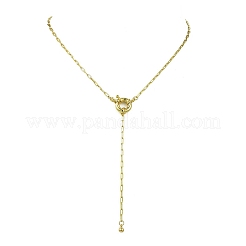 Messing-Rundquasten-Büroklammerketten-Lariat-Halsketten für Damen&nbsp;NJEW-JN06010